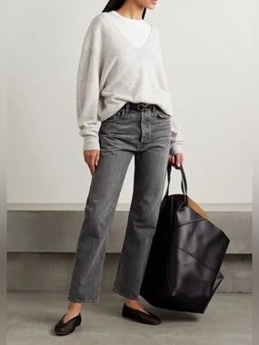 Agolde 90's Pinch Waist Crop Regenerative High-Rise Straight-Leg Jeans Black 31